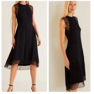 Mango Textured jacquard black midi dress